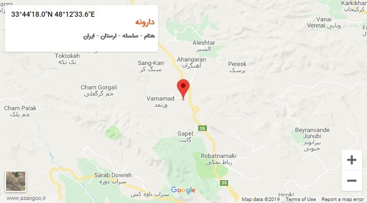 روستای دارونه بر روی نقشه