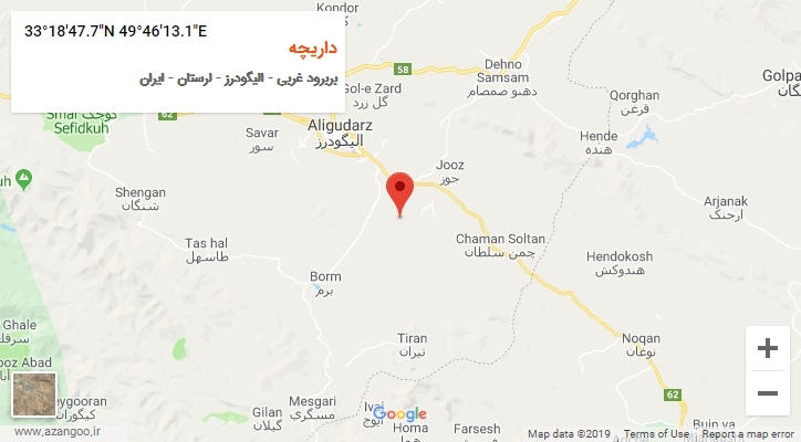 روستای داریچه بر روی نقشه