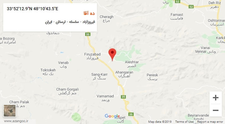 روستای ده آقا بر روی نقشه