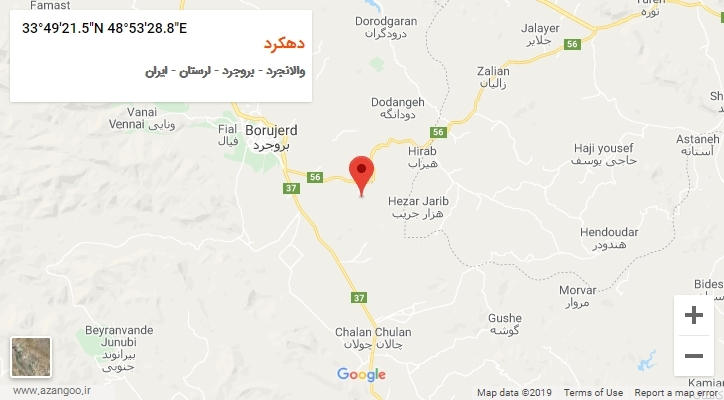 روستای دهکرد بر روی نقشه