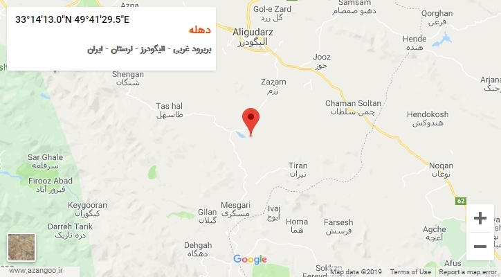 روستای دهله بر روی نقشه