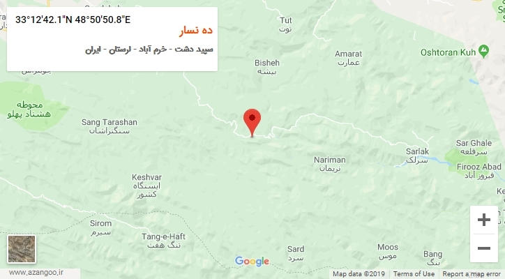 روستای ده نسار بر روی نقشه