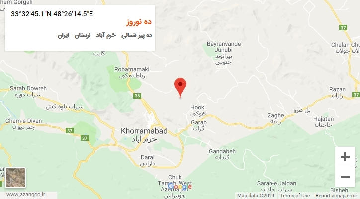 روستای ده نوروز بر روی نقشه