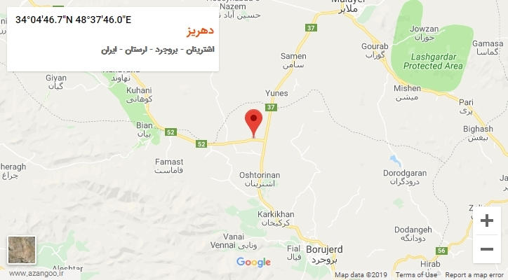 روستای دهریز بر روی نقشه