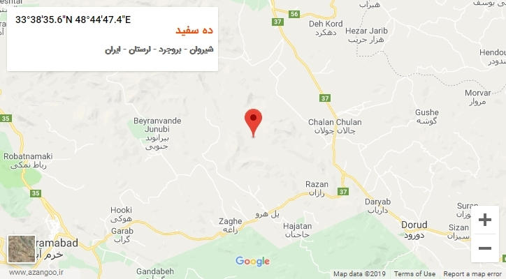 روستای ده سفید بر روی نقشه