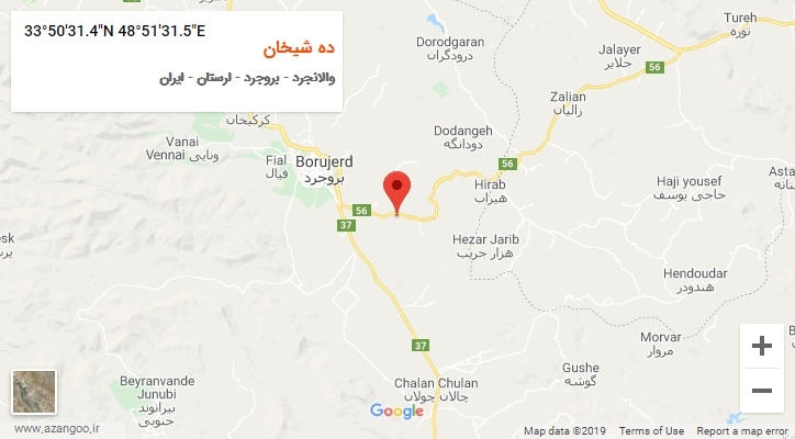 روستای ده شیخان بر روی نقشه