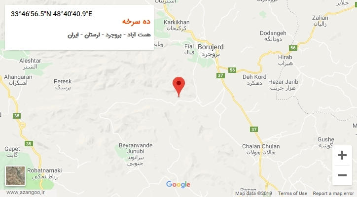 روستای ده سرخه بر روی نقشه
