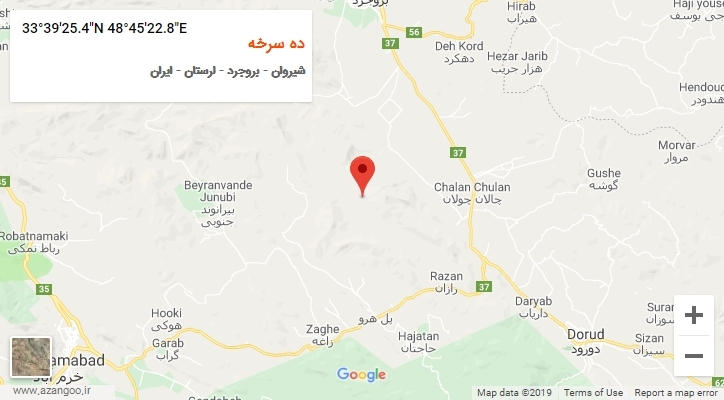 روستای ده سرخه بر روی نقشه