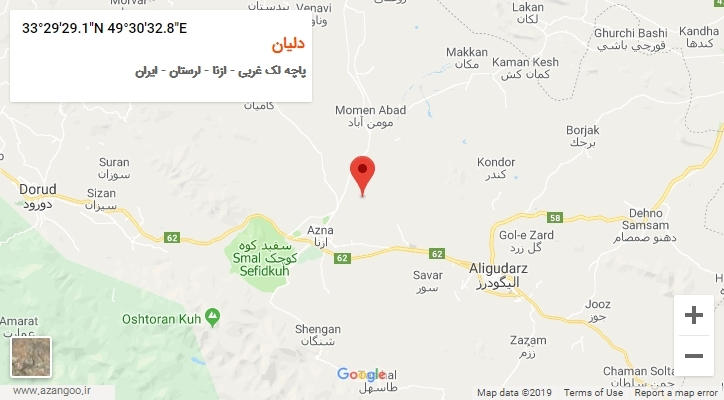 روستای دلیان بر روی نقشه