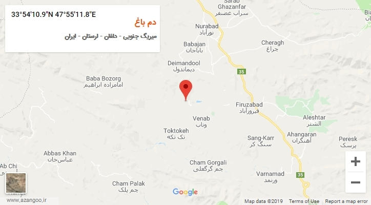 روستای دم باغ بر روی نقشه