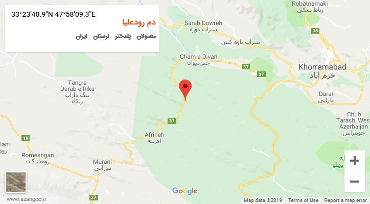 روستای دم رودعلیا بر روی نقشه