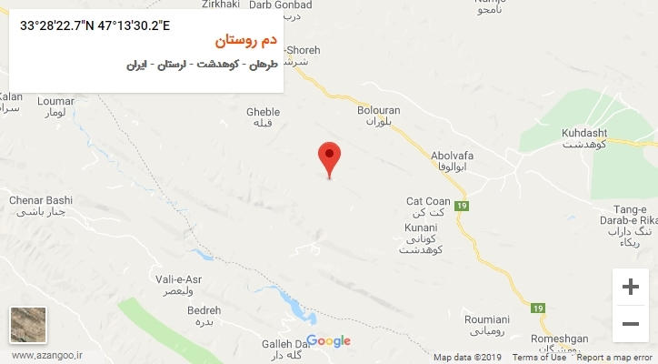 روستای دم روستان بر روی نقشه