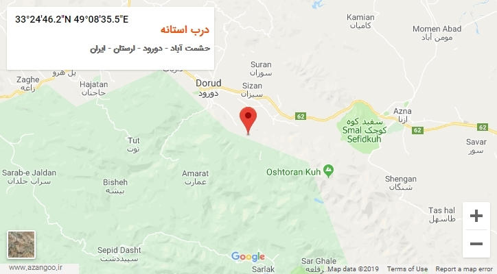 روستای درب استانه بر روی نقشه