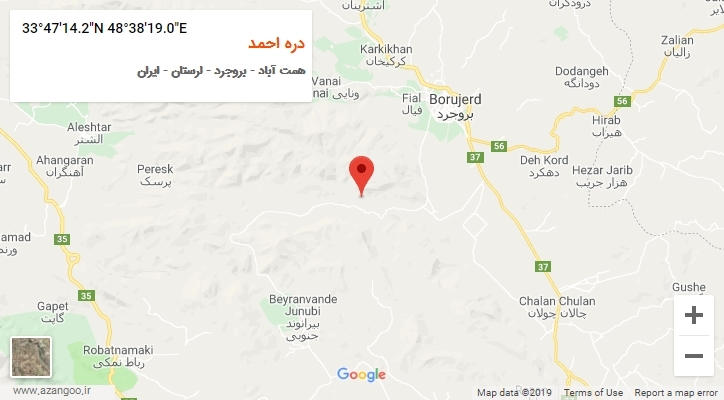 روستای دره احمد بر روی نقشه
