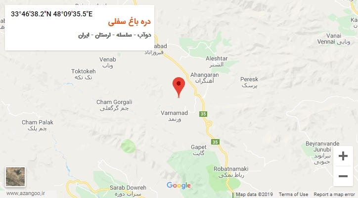 روستای دره باغ سفلی بر روی نقشه