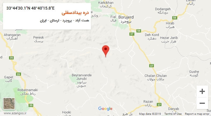 روستای دره بیدادسفلی بر روی نقشه