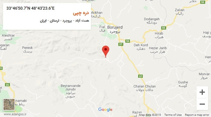 روستای دره چپی بر روی نقشه