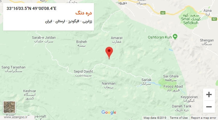 روستای دره دنگ بر روی نقشه