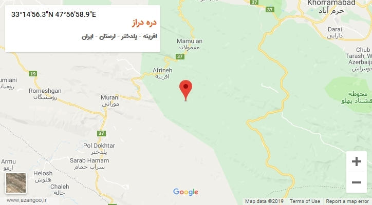 روستای دره دراز بر روی نقشه