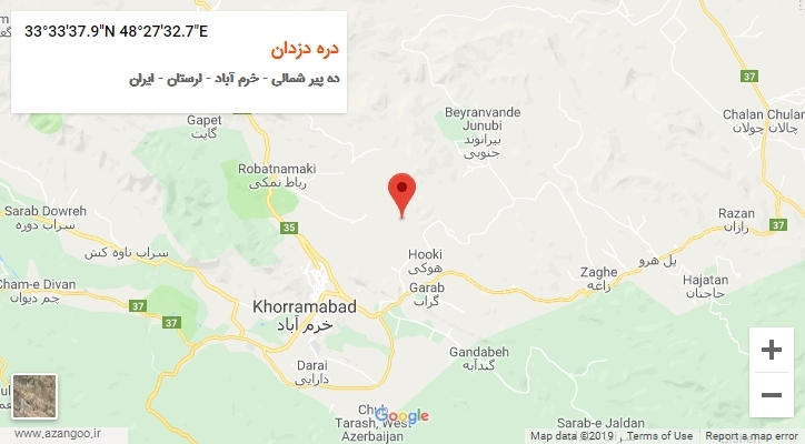 روستای دره دزدان بر روی نقشه