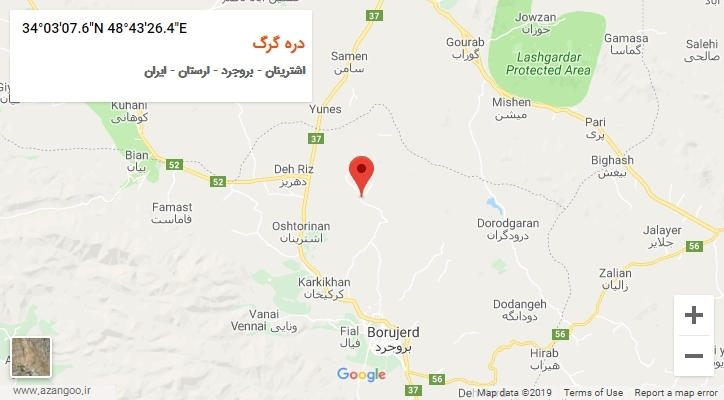 روستای دره گرگ بر روی نقشه