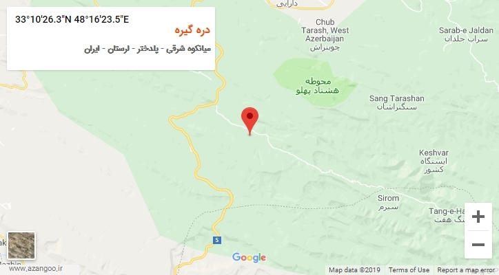 روستای دره گیره بر روی نقشه