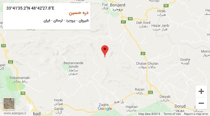 روستای دره حسین بر روی نقشه