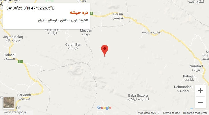 روستای دره حیشه بر روی نقشه