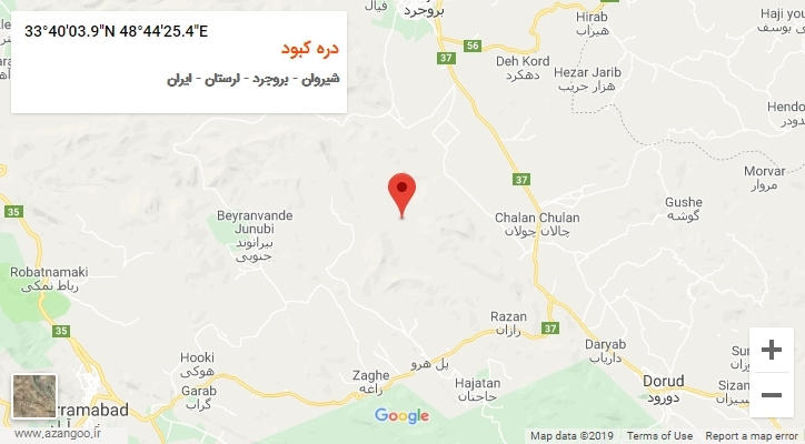روستای دره کبود بر روی نقشه