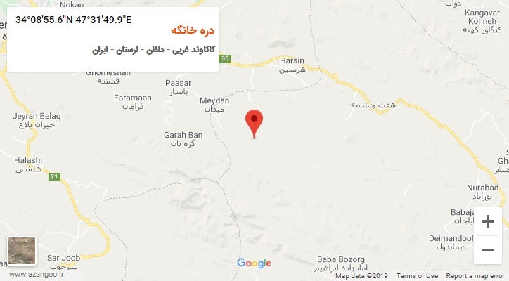 روستای دره خانگه بر روی نقشه