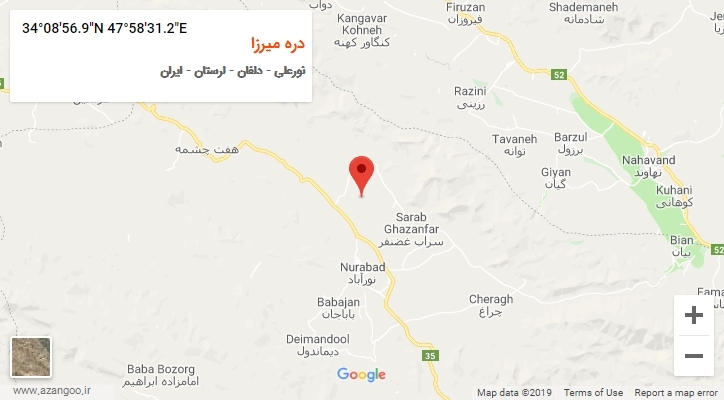 روستای دره میرزا بر روی نقشه