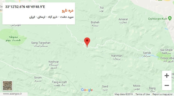 روستای دره نارو بر روی نقشه
