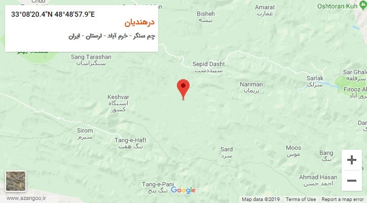 روستای درهندیان بر روی نقشه