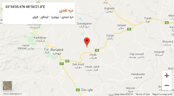 روستای دره نقدی بر روی نقشه