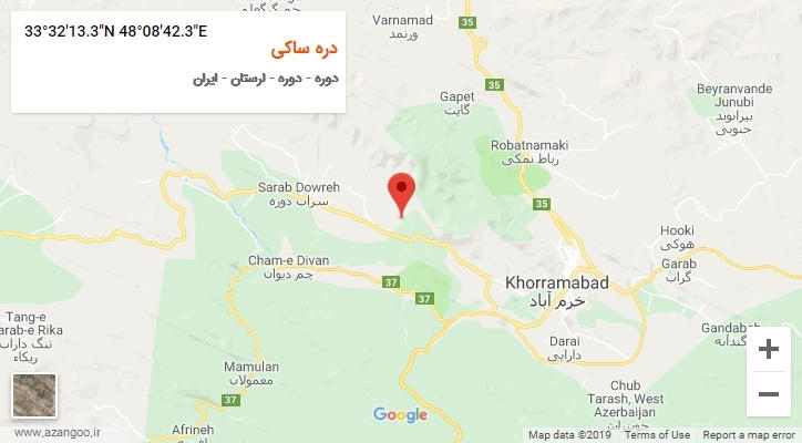 روستای دره ساکی بر روی نقشه