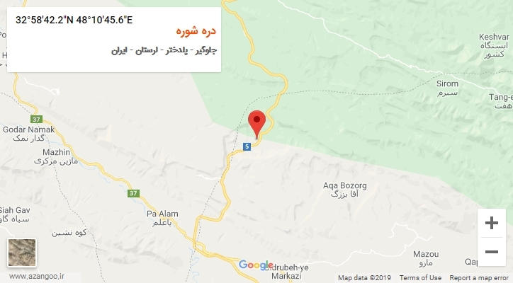 روستای دره شوره بر روی نقشه