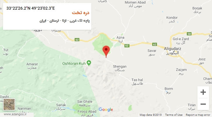 روستای دره تخت بر روی نقشه