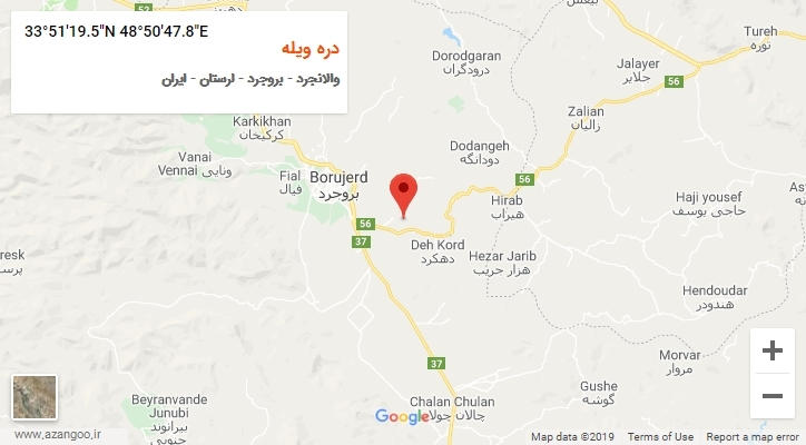 روستای دره ویله بر روی نقشه