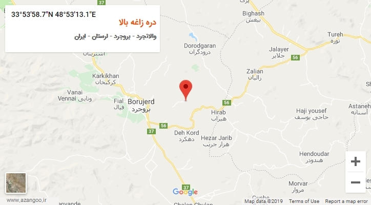 روستای دره زاغه بالا بر روی نقشه