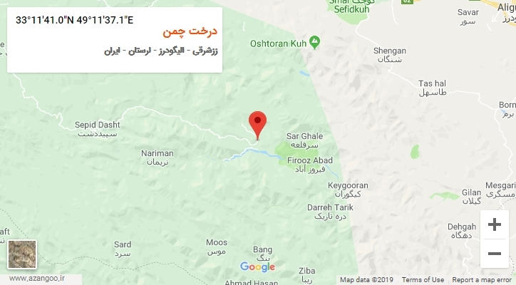 روستای درخت چمن بر روی نقشه