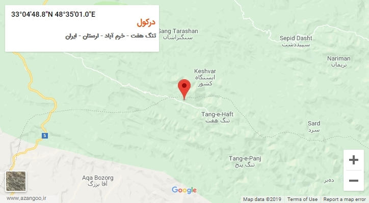 روستای درکول بر روی نقشه