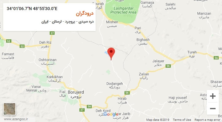 روستای درودگران بر روی نقشه