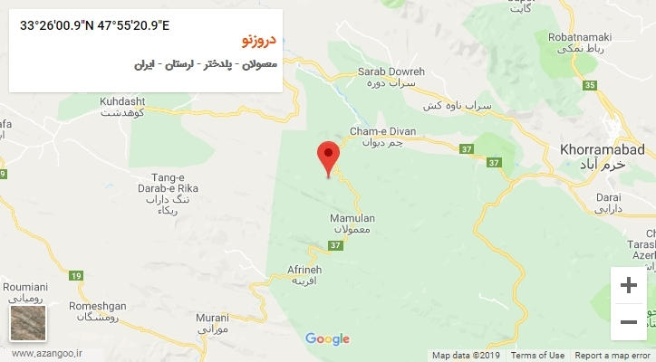 روستای دروزنو بر روی نقشه