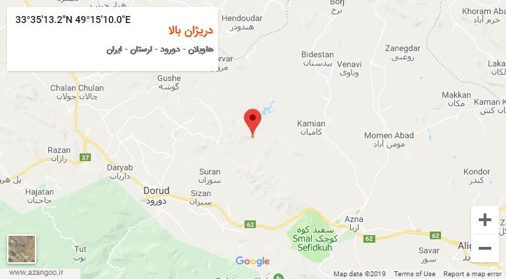 روستای دریژان بالا بر روی نقشه