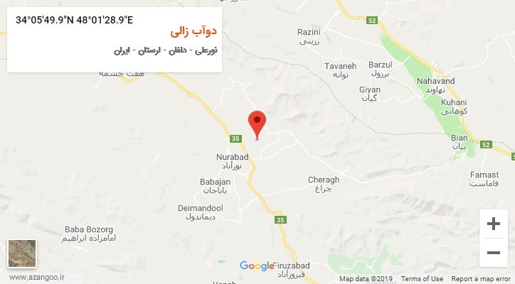 روستای دوآب زالی بر روی نقشه