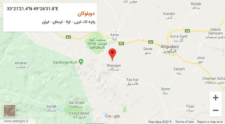 روستای دوبلوکان بر روی نقشه