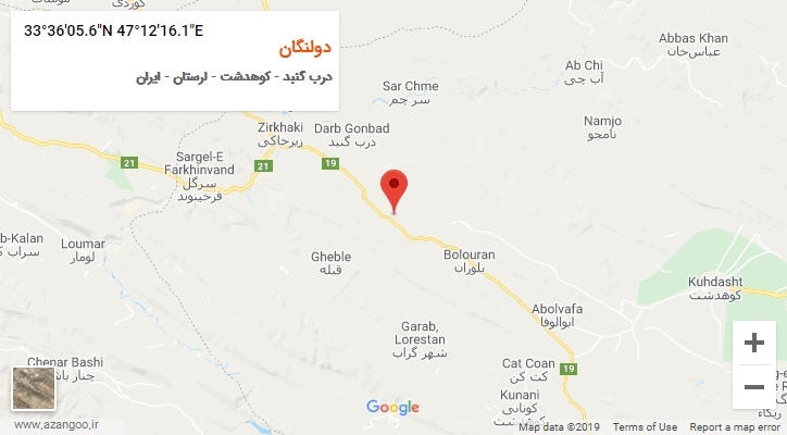 روستای دولنگان بر روی نقشه