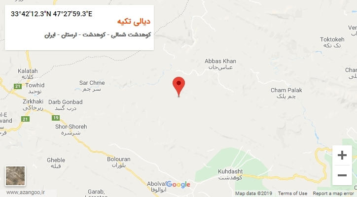 روستای دیالی تکیه بر روی نقشه