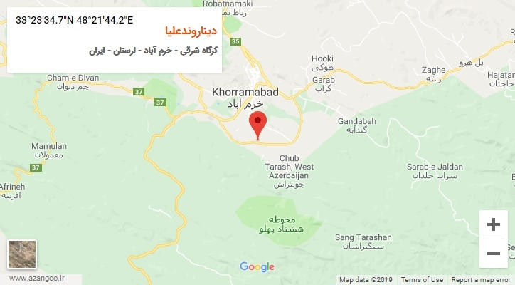 روستای دیناروندعلیا بر روی نقشه