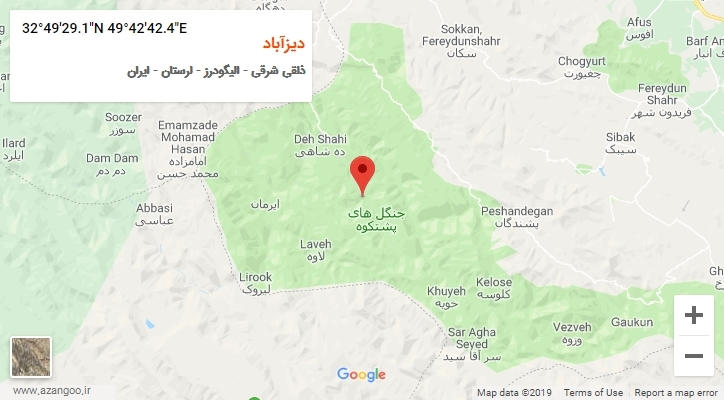 روستای دیزآباد بر روی نقشه
